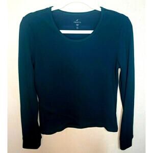 Freely‎ Top Size S Waffle Knit Hunter Green Long Sleeve Gently Used Excellent